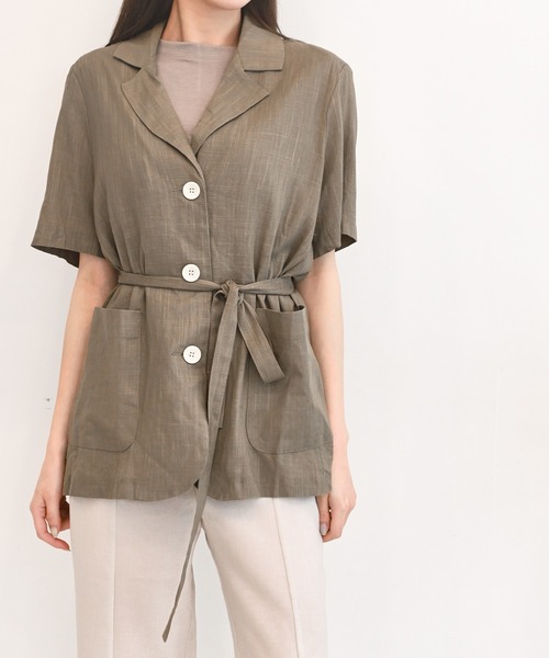 me+em select（ミームセレクト）の「リネンブレンド半袖ジャケット