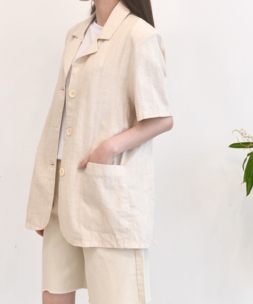 me+em select（ミームセレクト）の「リネンブレンド半袖ジャケット