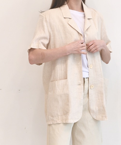 me+em select（ミームセレクト）の「リネンブレンド半袖ジャケット