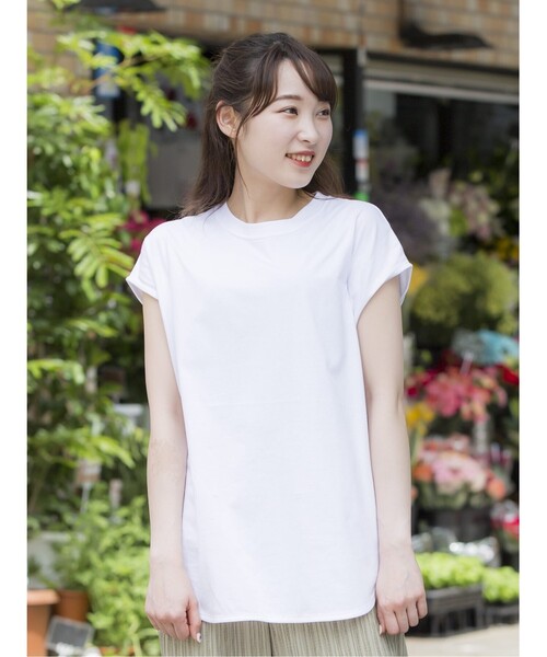 DRESKIP(ドレスキップ)の「◆【追加生産】USAコットンラウンドヘムTシャツ(Tシャツ/カットソー・レディース・オフホワイト/グリーン/グレー系その他/ナチュラル・02/03/04)」の2枚目の写真