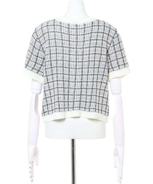 INGNI（イング）の「ツイード／ニットカーディガン（カーディガン/ボレロ・レディース・イエロー/オフホワイト/ブラック・M）」の6枚目の写真