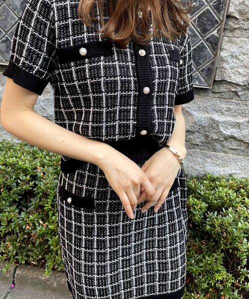 INGNI（イング）の「ツイード／ニットカーディガン（カーディガン/ボレロ・レディース・イエロー/オフホワイト/ブラック・M）」の13枚目の写真