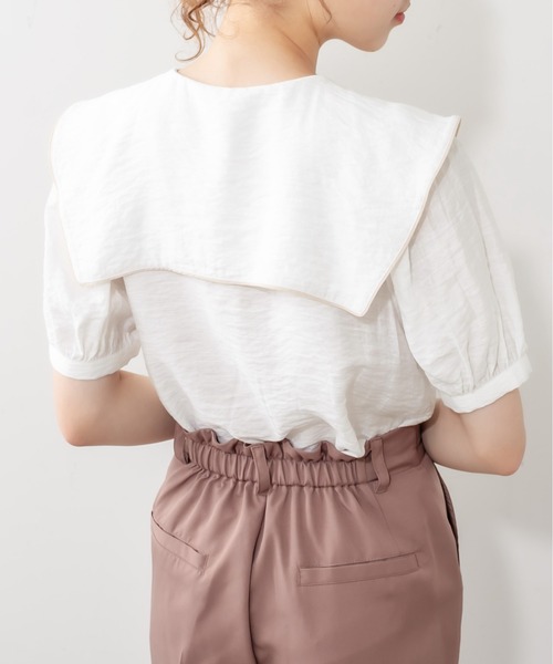 OLIVE des OLIVE（オリーブデオリーブ）の「パイピングセーラーカラーブラウス（シャツ/ブラウス・レディース・ホワイト/サックスブルー/オフホワイト・FREE）」の3枚目の写真