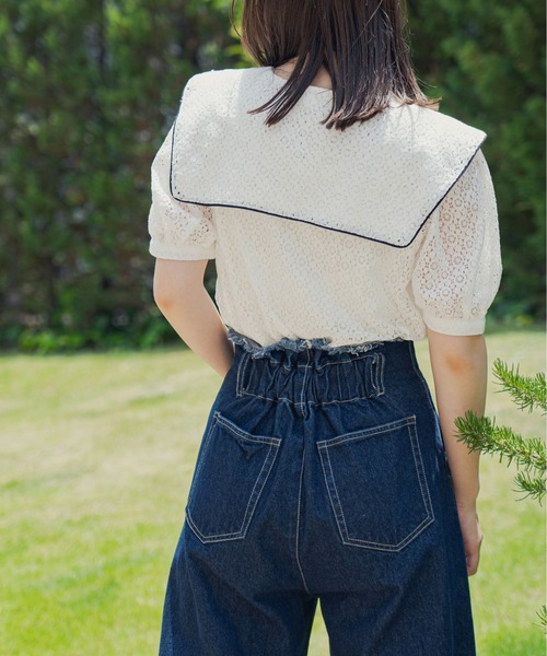 OLIVE des OLIVE（オリーブデオリーブ）の「パイピングセーラーカラーブラウス（シャツ/ブラウス・レディース・ホワイト/サックスブルー/オフホワイト・FREE）」の7枚目の写真