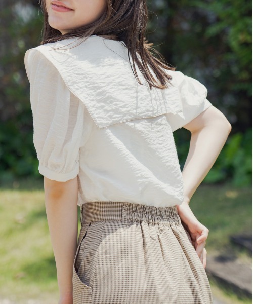 OLIVE des OLIVE（オリーブデオリーブ）の「パイピングセーラーカラーブラウス（シャツ/ブラウス・レディース・ホワイト/サックスブルー/オフホワイト・FREE）」の11枚目の写真