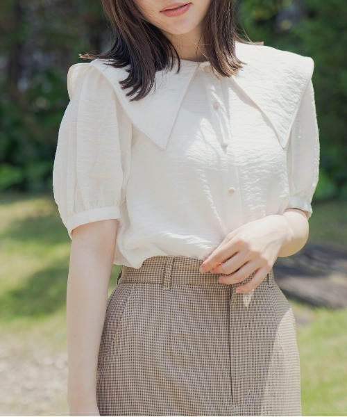 OLIVE des OLIVE（オリーブデオリーブ）の「パイピングセーラーカラーブラウス（シャツ/ブラウス・レディース・ホワイト/サックスブルー/オフホワイト・FREE）」の12枚目の写真