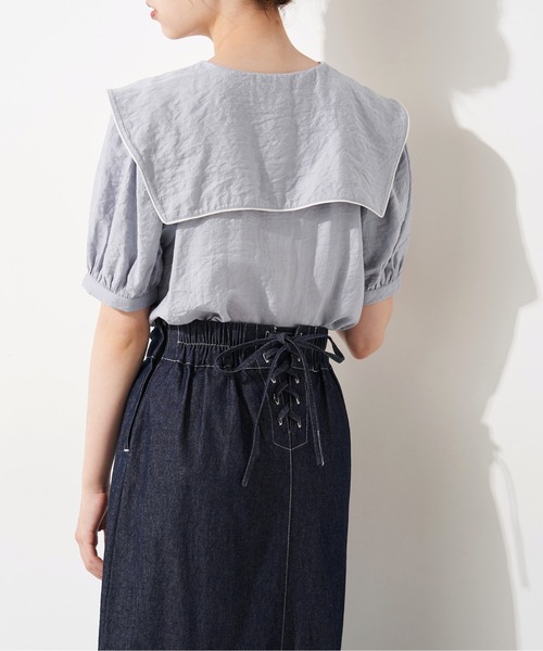 OLIVE des OLIVE（オリーブデオリーブ）の「パイピングセーラーカラーブラウス（シャツ/ブラウス・レディース・ホワイト/サックスブルー/オフホワイト・FREE）」の18枚目の写真