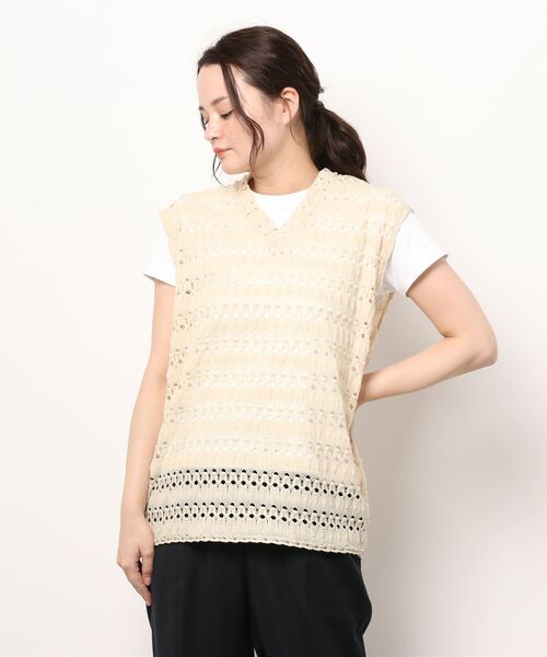 Revo.（レボ）の「【GAMBLE】Crochet Knit VEST / クロシェ編み V