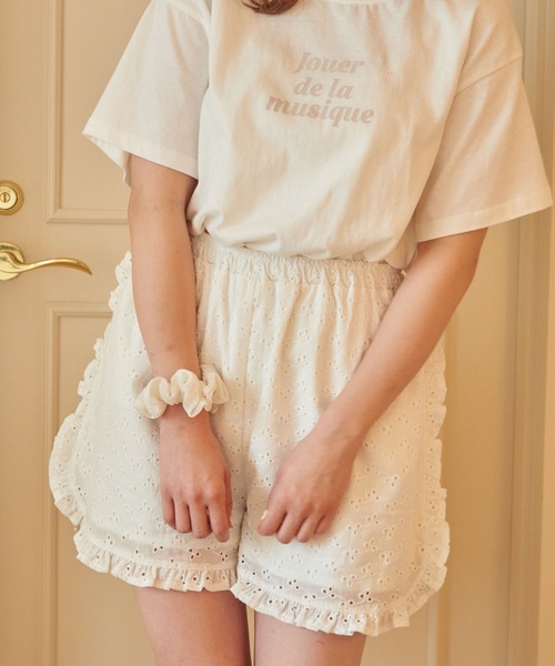 SLURR(スラ―)の「Cotton lace short pants(ルームウェア/パジャマ・レディース・ホワイト・FREE)」の1枚目の写真