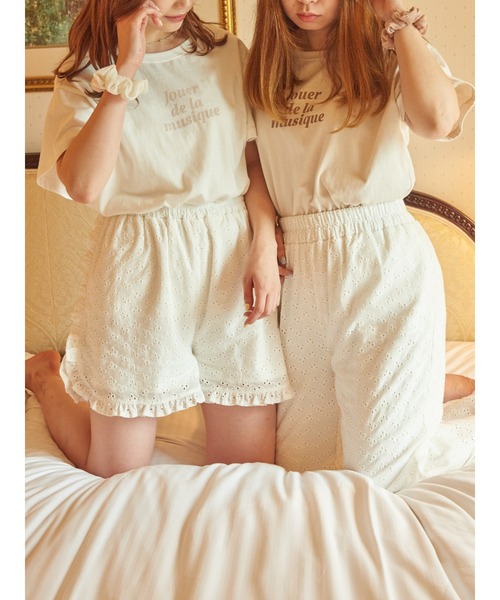 SLURR(スラ―)の「Cotton lace short pants(ルームウェア/パジャマ・レディース・ホワイト・FREE)」の2枚目の写真