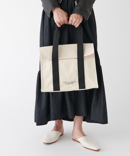 CUISINE HABITS(クイジーヌハビッツ)の「FLAP TOTE / フラップ付き トートバッグ(トートバッグ・レディース・ホワイト系・フリー)」の10枚目の写真
