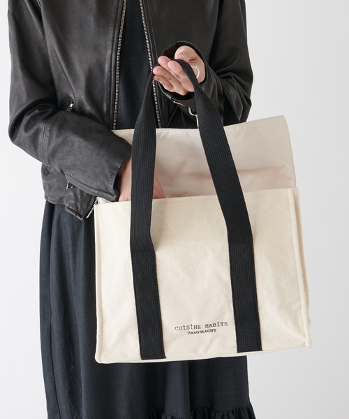 CUISINE HABITS(クイジーヌハビッツ)の「FLAP TOTE / フラップ付き トートバッグ(トートバッグ・レディース・ホワイト系・フリー)」の7枚目の写真