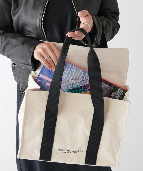 CUISINE HABITS(クイジーヌハビッツ)の「FLAP TOTE / フラップ付き トートバッグ(トートバッグ・レディース・ホワイト系・フリー)」の2枚目の写真