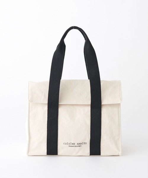 CUISINE HABITS(クイジーヌハビッツ)の「FLAP TOTE / フラップ付き トートバッグ(トートバッグ・レディース・ホワイト系・フリー)」の5枚目の写真