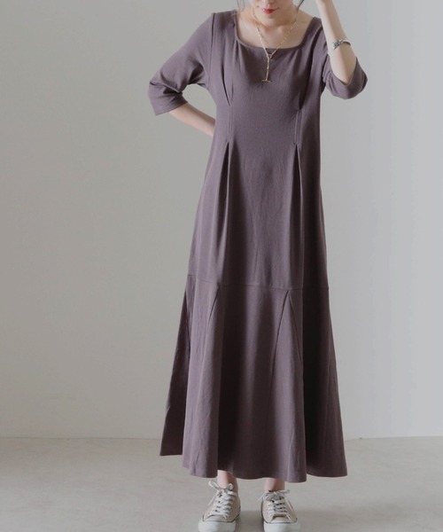 Cheek（チーク）の「テレコウエストタックワンピース（ワンピース・レディース・モカ/ブラック/グレイッシュベージュ・FREE）」の3枚目の写真