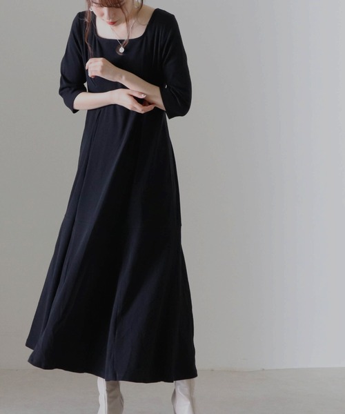 Cheek（チーク）の「テレコウエストタックワンピース（ワンピース・レディース・モカ/ブラック/グレイッシュベージュ・FREE）」の9枚目の写真