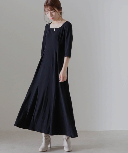 Cheek（チーク）の「テレコウエストタックワンピース（ワンピース・レディース・モカ/ブラック/グレイッシュベージュ・FREE）」の11枚目の写真