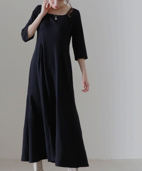 Cheek（チーク）の「テレコウエストタックワンピース（ワンピース・レディース・モカ/ブラック/グレイッシュベージュ・FREE）」の19枚目の写真