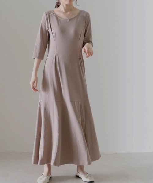 Cheek（チーク）の「テレコウエストタックワンピース（ワンピース・レディース・モカ/ブラック/グレイッシュベージュ・FREE）」の5枚目の写真