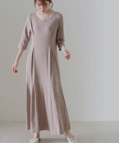 Cheek（チーク）の「テレコウエストタックワンピース（ワンピース・レディース・モカ/ブラック/グレイッシュベージュ・FREE）」の8枚目の写真