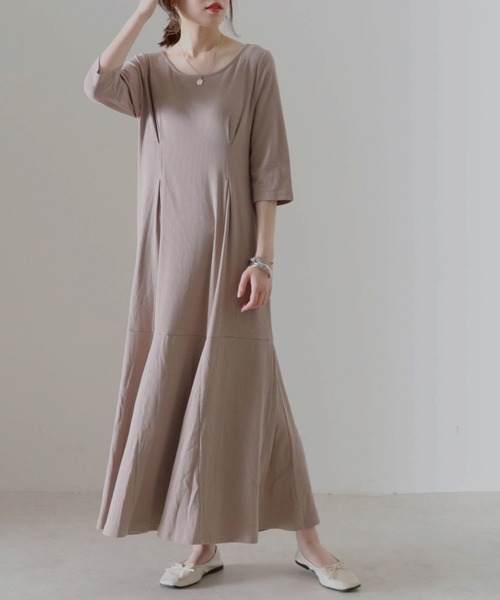 Cheek（チーク）の「テレコウエストタックワンピース（ワンピース・レディース・モカ/ブラック/グレイッシュベージュ・FREE）」の10枚目の写真