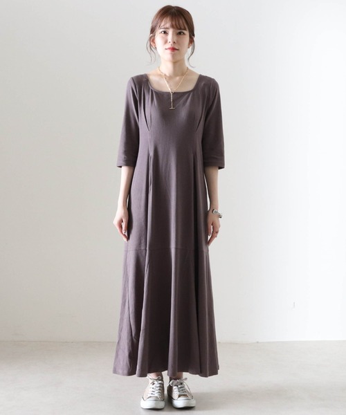 Cheek（チーク）の「テレコウエストタックワンピース（ワンピース・レディース・モカ/ブラック/グレイッシュベージュ・FREE）」の20枚目の写真