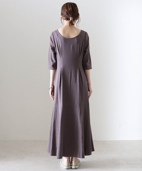 Cheek（チーク）の「テレコウエストタックワンピース（ワンピース・レディース・モカ/ブラック/グレイッシュベージュ・FREE）」の6枚目の写真