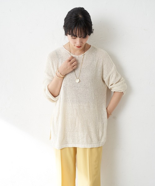 SHENERY（シーナリー）の「リサイクルシルク2WAYニットプルオーバー（ニット/セーター・レディース・オフホワイト/グレー系その他/グリーン・FREE）」の5枚目の写真