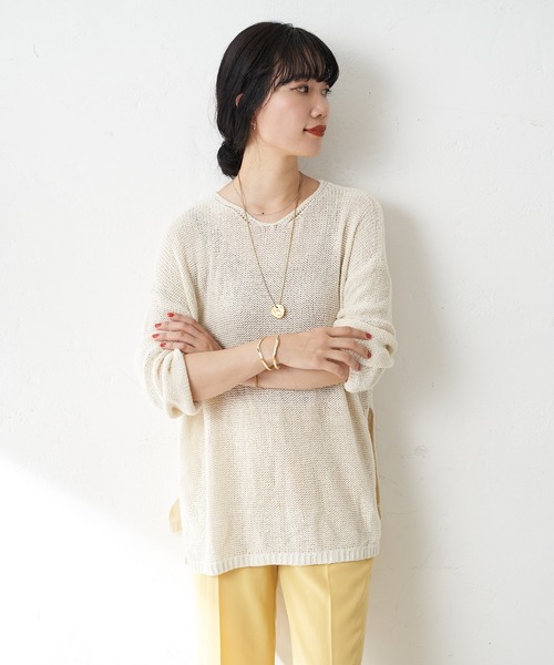 SHENERY（シーナリー）の「リサイクルシルク2WAYニットプルオーバー（ニット/セーター・レディース・オフホワイト/グレー系その他/グリーン・FREE）」の6枚目の写真