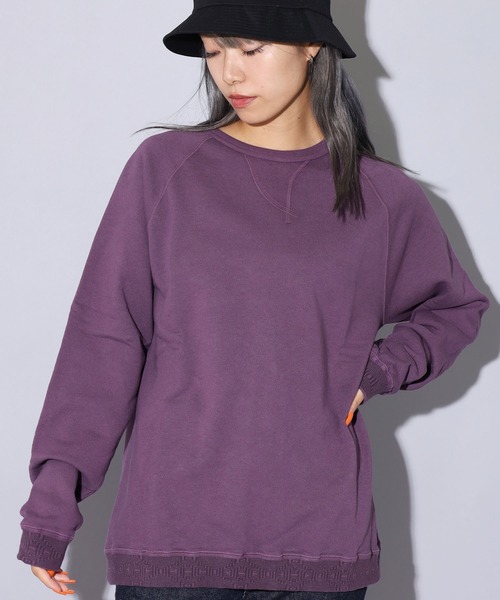 CAL O LINE（キャルオーライン）の「CAL O LINE/キャルオーライン FIN V RAGLAN CREW スウェット 無地 クルーネック（スウェット・メンズ・ダークグリーン/ダークパープル・S/M/L）」の15枚目の写真