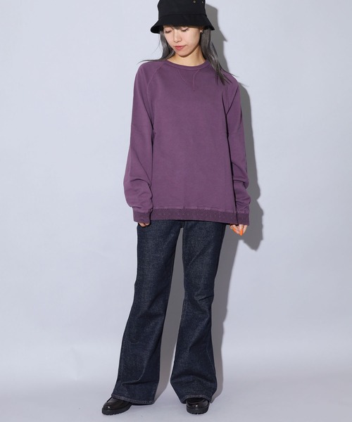 CAL O LINE（キャルオーライン）の「CAL O LINE/キャルオーライン FIN V RAGLAN CREW スウェット 無地 クルーネック（スウェット・メンズ・ダークグリーン/ダークパープル・S/M/L）」の10枚目の写真