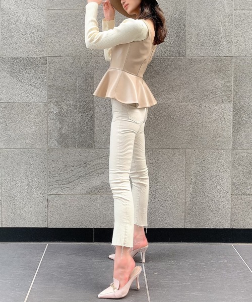 EIMY ISTOIRE（エイミーイストワール）の「バックオープンパットインニット（ニット/セーター・レディース・ホワイト/ブラック/ベージュ/ブラウン/ピンク/ブルー・FREE）」の14枚目の写真