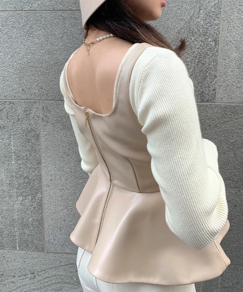 EIMY ISTOIRE（エイミーイストワール）の「バックオープンパットインニット（ニット/セーター・レディース・ホワイト/ブラック/ベージュ/ブラウン/ピンク/ブルー・FREE）」の15枚目の写真