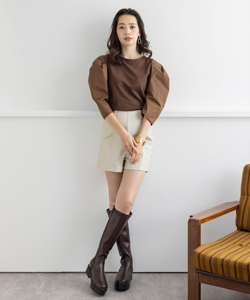 clear(クリア)の「【WEB限定】フェイクレザーショートパンツ(その他パンツ・レディース・ブラック/サンドベージュ/ブラウン/ベージュ/ブルー/グリーン・S/M)」の19枚目の写真