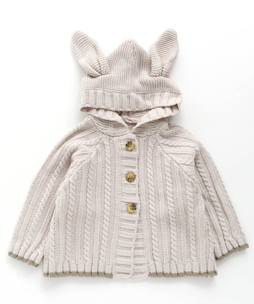 BREEZE（ブリーズ）の「うさみみニットカーディガン＿ウォッシャブル（カーディガン/ボレロ・キッズ・ベージュ/アイボリー・80/70）」の2枚目の写真