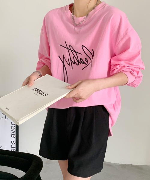 Diosfront（ディオスフロント）の「バックラインカラープリントビックシルエットブラウス（シャツ/ブラウス・レディース・ホワイト/ブラック/グレー/ピンク・FREE）」の4枚目の写真