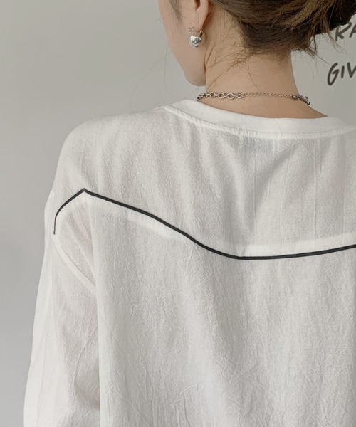 Diosfront（ディオスフロント）の「バックラインカラープリントビックシルエットブラウス（シャツ/ブラウス・レディース・ホワイト/ブラック/グレー/ピンク・FREE）」の5枚目の写真