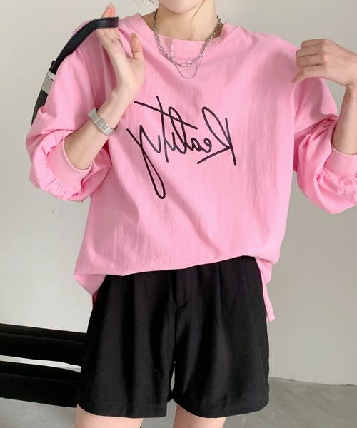 Diosfront（ディオスフロント）の「バックラインカラープリントビックシルエットブラウス（シャツ/ブラウス・レディース・ホワイト/ブラック/グレー/ピンク・FREE）」の7枚目の写真