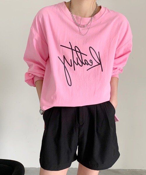 Diosfront（ディオスフロント）の「バックラインカラープリントビックシルエットブラウス（シャツ/ブラウス・レディース・ホワイト/ブラック/グレー/ピンク・FREE）」の8枚目の写真