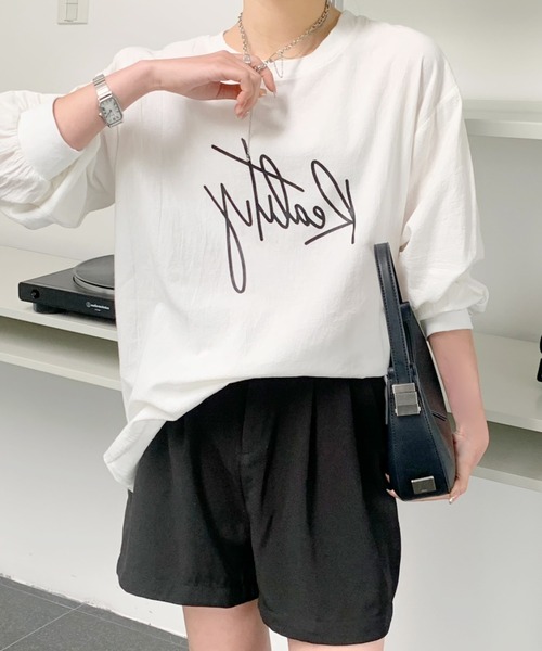 Diosfront（ディオスフロント）の「バックラインカラープリントビックシルエットブラウス（シャツ/ブラウス・レディース・ホワイト/ブラック/グレー/ピンク・FREE）」の22枚目の写真