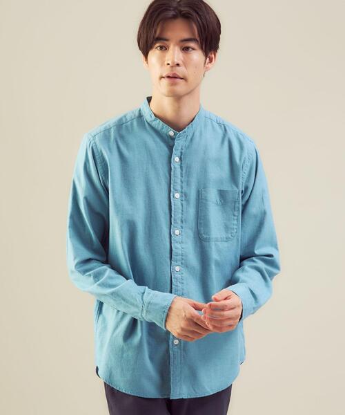 green label relaxing（グリーンレーベルリラクシング）の「ナチュラルフィット ビエラ バンドカラー シャツ OVLG（シャツ/ブラウス・メンズ・ダークグリーン/ターコイズブルー/ホワイト/ダークグレー/ベージュ・L/M/XS/S/XL/2XL）」の5枚目の写真