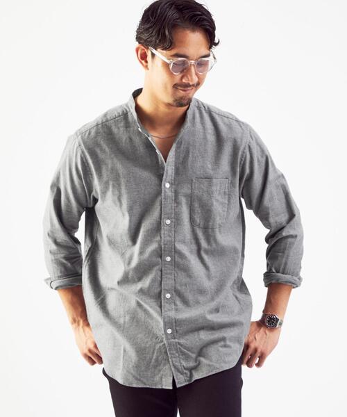 green label relaxing（グリーンレーベルリラクシング）の「ナチュラルフィット ビエラ バンドカラー シャツ OVLG（シャツ/ブラウス・メンズ・ダークグリーン/ターコイズブルー/ホワイト/ダークグレー/ベージュ・L/M/XS/S/XL/2XL）」の3枚目の写真