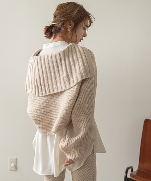 rectangle（レクタングル）の「セーラーカラーニット（ニット/セーター・レディース・ブラック/ブルー/アイボリー/グレイッシュベージュ・FREE）」の2枚目の写真