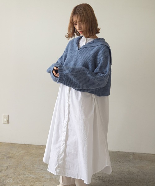 rectangle（レクタングル）の「セーラーカラーニット（ニット/セーター・レディース・ブラック/ブルー/アイボリー/グレイッシュベージュ・FREE）」の5枚目の写真