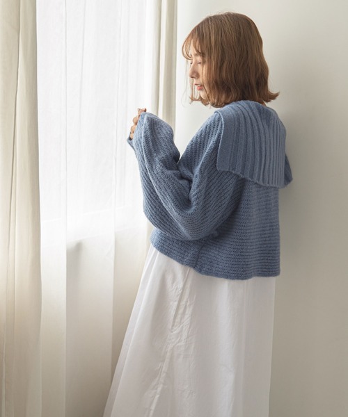 rectangle（レクタングル）の「セーラーカラーニット（ニット/セーター・レディース・ブラック/ブルー/アイボリー/グレイッシュベージュ・FREE）」の21枚目の写真