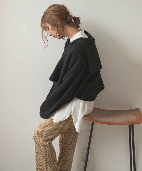 rectangle（レクタングル）の「セーラーカラーニット（ニット/セーター・レディース・ブラック/ブルー/アイボリー/グレイッシュベージュ・FREE）」の19枚目の写真