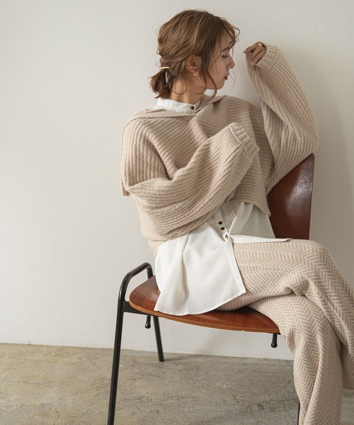 rectangle（レクタングル）の「セーラーカラーニット（ニット/セーター・レディース・ブラック/ブルー/アイボリー/グレイッシュベージュ・FREE）」の17枚目の写真