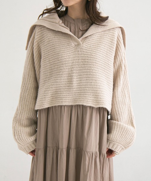 rectangle（レクタングル）の「セーラーカラーニット（ニット/セーター・レディース・ブラック/ブルー/アイボリー/グレイッシュベージュ・FREE）」の20枚目の写真