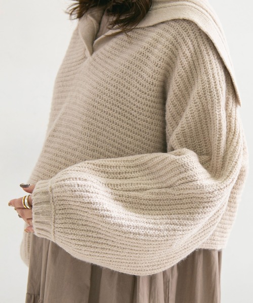 rectangle（レクタングル）の「セーラーカラーニット（ニット/セーター・レディース・ブラック/ブルー/アイボリー/グレイッシュベージュ・FREE）」の15枚目の写真