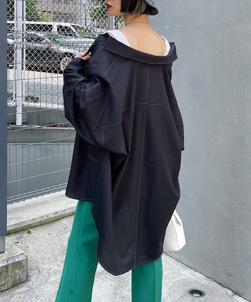 PAGEBOY（ページボーイ）の「ルーズポケットBIGシャツ（シャツ/ブラウス・レディース・ブラック/アイボリー/ホワイト系その他/グレイッシュベージュ/アクア・FREE）」の18枚目の写真